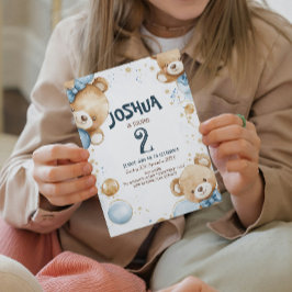 Teddybeer en ballonnen verjaardagsfeestje voor kin kaart