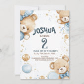 Teddybeer en ballonnen verjaardagsfeestje voor kin kaart (Voorkant)