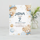 Teddybeer en ballonnen verjaardagsfeestje voor kin kaart (Staand voorkant)