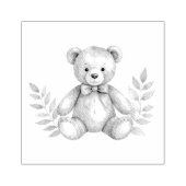 teddybeer en bladeren rubberen stempel (Afrduk)