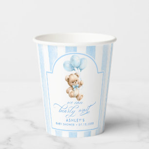 Teddybeer en blauwe ballonnen Cute Baby Shower Papieren Bekers