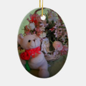 Teddybeer en bloemen keramisch ornament (Achterkant)