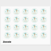 Teddybeer en Blue Balloons Baby shower Favor Ronde Sticker (Vel)