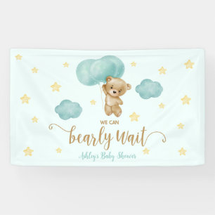 Teddybeer en Blue Balloons Baby shower Party Spandoek
