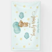 Teddybeer en Blue Balloons Baby shower Party Spandoek (Verticaal)