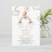 Teddybeer en Boho Rainbow Baby shower Kaart (Staand voorkant)