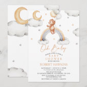 Teddybeer en Boho Rainbow Baby shower Kaart (Voorkant / Achterkant)