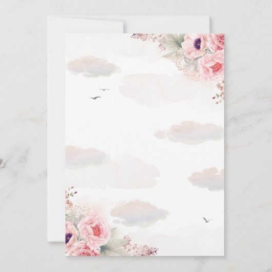 Teddybeer en Floral heteluchtballon Kind Verjaarda Kaart (Achterkant)