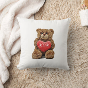 Teddybeer en gepersonaliseerd hart kussen