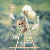 Teddybeer en groene ballonnen Baby shower Welkom Acryl Bord (Neutraal)