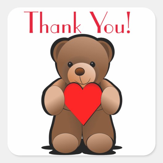 Teddybeer en hart dank je Label (Voorkant)
