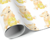 Teddybeer en honing Genderneutraal Baby shower Cadeaupapier (Rol Hoek)