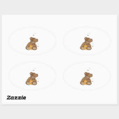Teddybeer en honing ovale sticker (Vel)