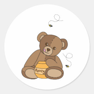 Teddybeer en honing ronde sticker