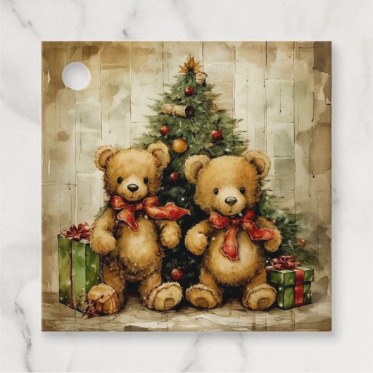  teddybeer en kerstboom bedankjes labels (Voorkant)