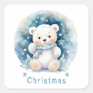 Teddybeer en Kerstmis Vierkante Sticker