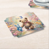 Teddybeer en konijn in een pasteltuin kartonnen onderzetters (Gekanteld)