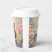 Teddybeer en konijn in een pasteltuin papieren bekers (Links)