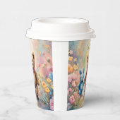 Teddybeer en konijn in een pasteltuin papieren bekers (Rechts)