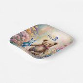 Teddybeer en konijn in een pasteltuin papieren bordje (Gebogen)