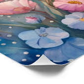 Teddybeer en konijn in een pasteltuin perfect poster (Hoek)