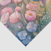 Teddybeer en konijn in een pasteltuin tissuepapier (Detail)