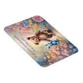 Teddybeer en konijn in een pasteltuinfeest magneet (Rechterzijde)