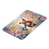 Teddybeer en konijn in een pasteltuinfeest magneet (Linkerzijde)