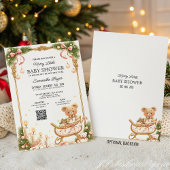 Teddybeer en linten Kerst babyshower Kaart
