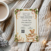 Teddybeer en linten Kerst babyshower Kaart