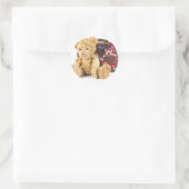 teddybeer en oude koffer met wereldsti ronde sticker (Tas)