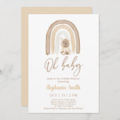 Teddybeer en Rainbow Baby shower Invitation Kaart (Voorkant / Achterkant)