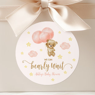 Teddybeer en roze ballonnen Baby shower Favor Ronde Sticker
