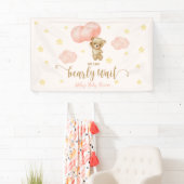 Teddybeer en roze ballonnen Baby shower Party Spandoek (Insitu)