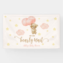 Teddybeer en roze ballonnen Baby shower Party