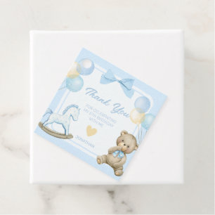 Teddybeer en schommelpaard bedankjes labels