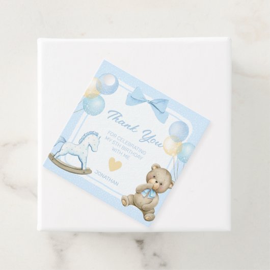 Teddybeer en schommelpaard bedankjes labels (In situ)