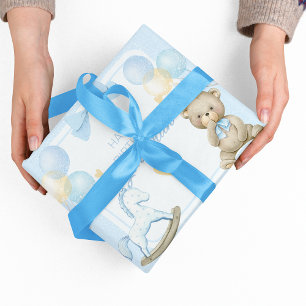 Teddybeer en schommelpaard cadeaupapier