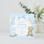 Teddybeer en schommelpaard kaart (Staand voorkant)