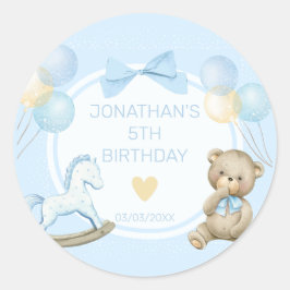 Teddybeer en schommelpaard ronde sticker