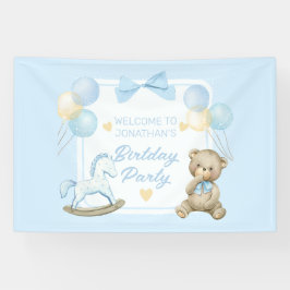 Teddybeer en schommelpaard spandoek