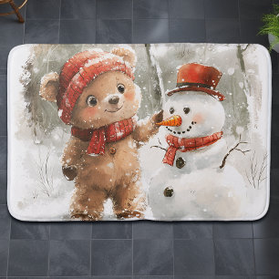 Teddybeer en sneeuwpop badmat