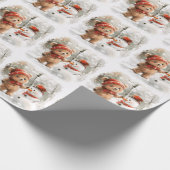 Teddybeer en sneeuwpop cadeaupapier (Hoek)