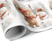 Teddybeer en sneeuwpop cadeaupapier (Rol Hoek)