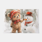 Teddybeer en sneeuwpop deurmat (Voorkant)