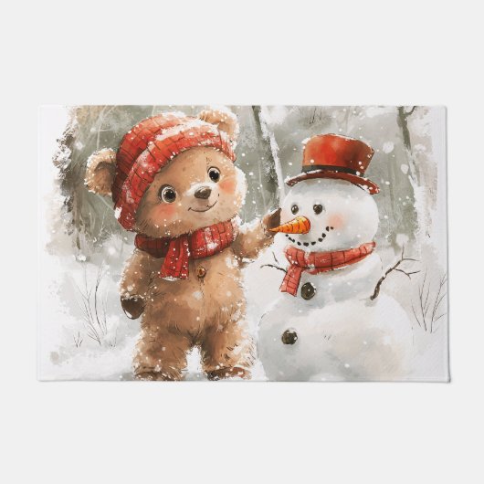 Teddybeer en sneeuwpop deurmat (Voorkant)