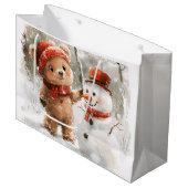 Teddybeer en sneeuwpop groot cadeauzakje (Voorkant Gekanteld)