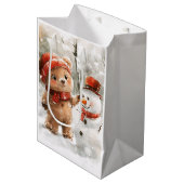Teddybeer en sneeuwpop medium cadeauzakje (Voorkant Gekanteld)