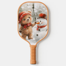 Teddybeer en sneeuwpop pickleball paddle