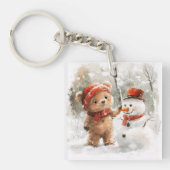 Teddybeer en sneeuwpop sleutelhanger (voorkant)